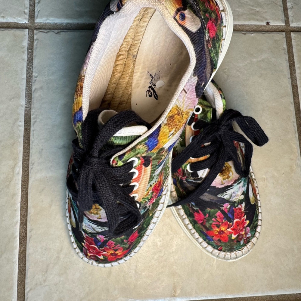 Free People Sz-39 Tropical Floral Print Espadrille Sneakers Pre-owned - Picture 3 of 5